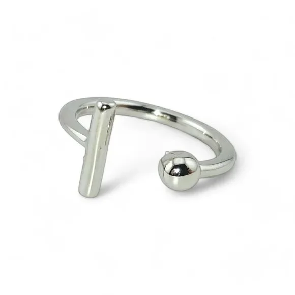 Sterling Silver 925 Bar & Ball Ring - Picture 5 of 5